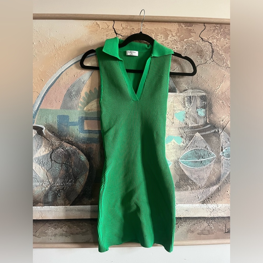 Aritzia Babaton Sculpt Knit Polo Dress in GREEN